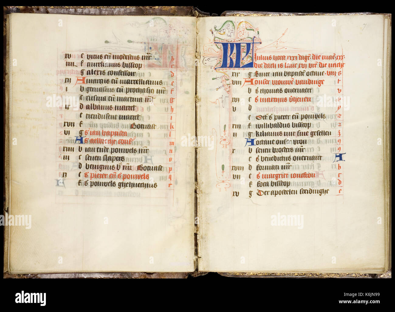 Bout Psalter Stunden KB 79 K11 Kalender für den Monat Juli Folio 7r Stockfoto