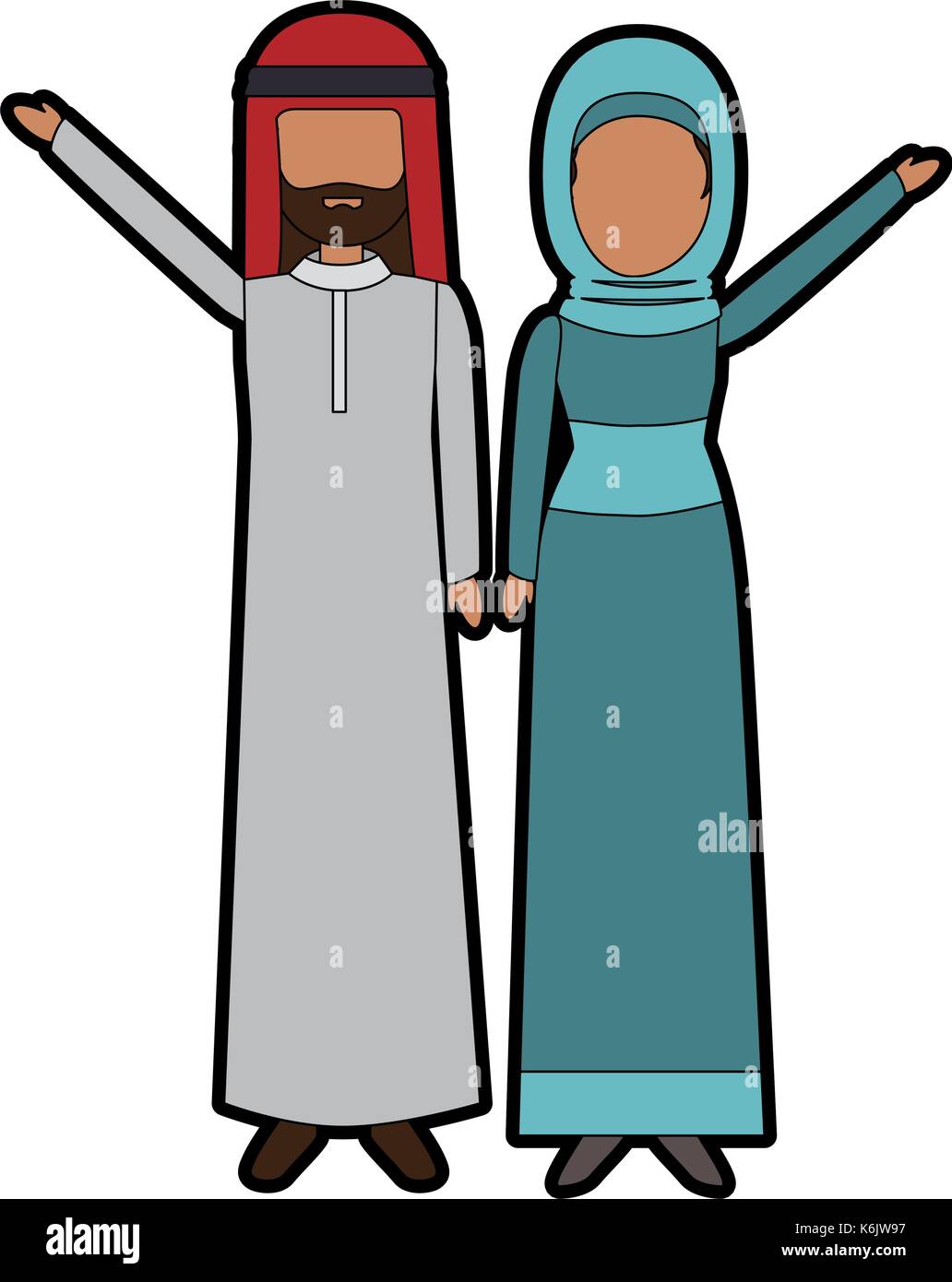 Muslimischen paar Avatare zeichen Vector Illustration Design Stock Vektor