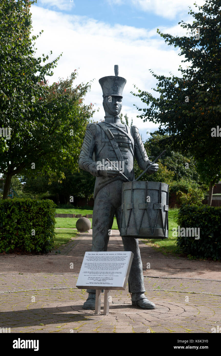 Drummer Boy Statue (William Lane), Thurmaston, Leicestershire, England, Großbritannien Stockfoto