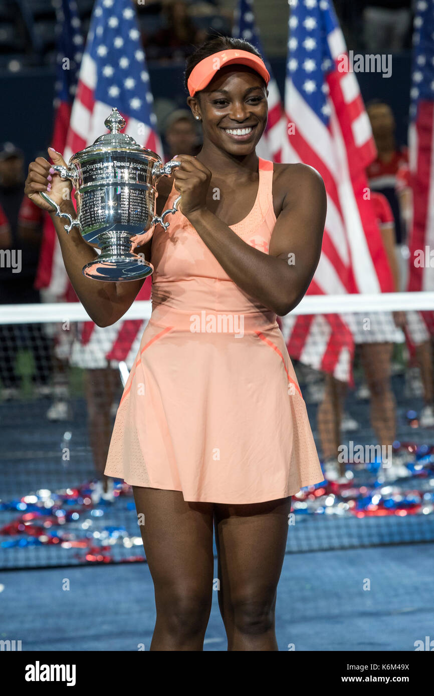 Sloane Stephens (USA) Sieger des Damen Finale bei den US Open Tennis Championships 2017 Stockfoto