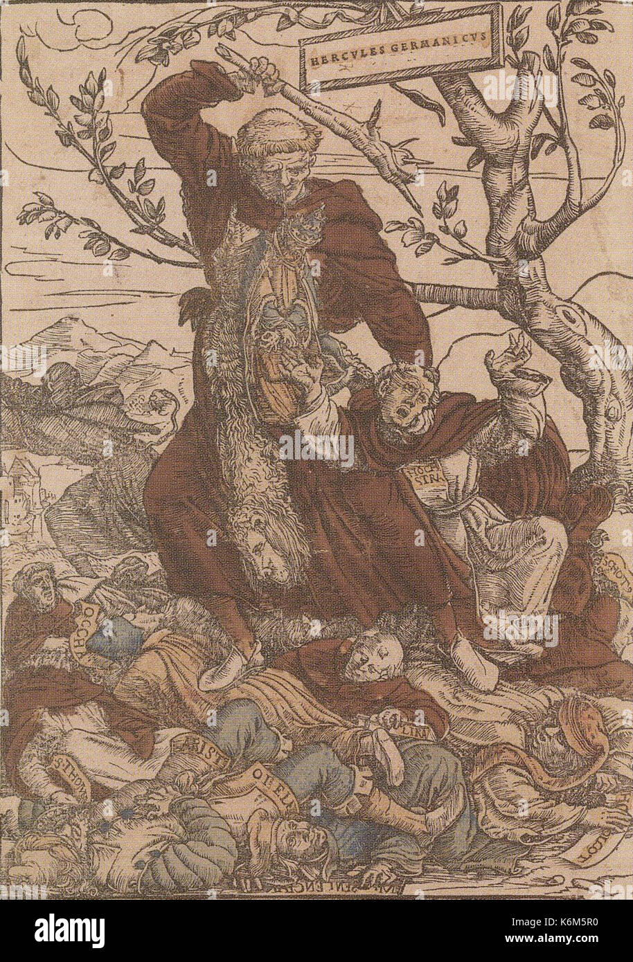 Schneiden von Luther als Hercules Germanicus, von Hans Holbein der Jüngere Stockfoto