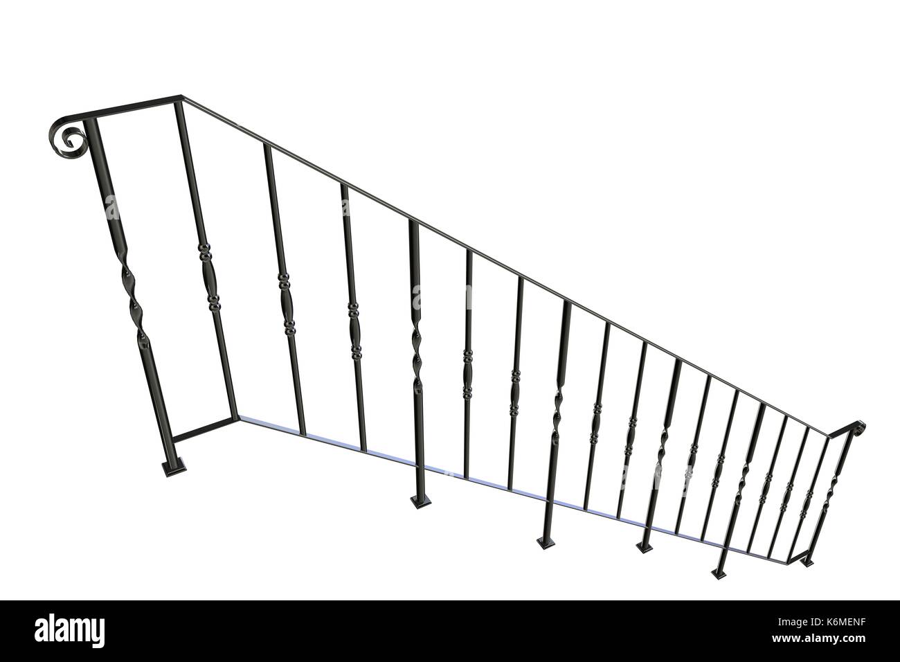 3D-Rendering der Schiene eines Treppen auf weißem Hintergrund Stockfoto