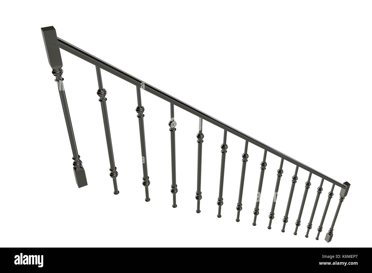 3D-Rendering der Schiene eines Treppen auf weißem Hintergrund Stockfoto 3D-Rendering der Schiene eines Treppen auf weißem Hintergrund Stockfoto