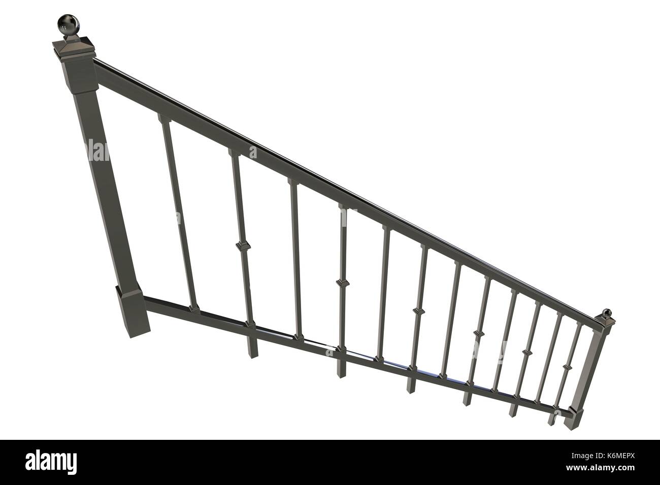 3D-Rendering der Schiene eines Treppen auf weißem Hintergrund Stockfoto 3D-Rendering der Schiene eines Treppen auf weißem Hintergrund Stockfoto
