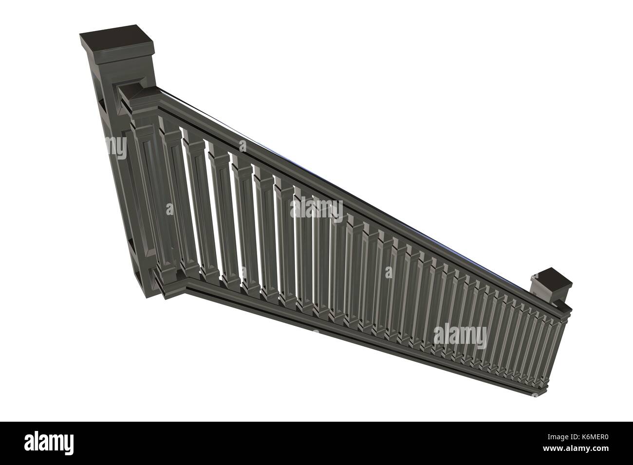 3D-Rendering der Schiene eines Treppen auf weißem Hintergrund Stockfoto 3D-Rendering der Schiene eines Treppen auf weißem Hintergrund Stockfoto