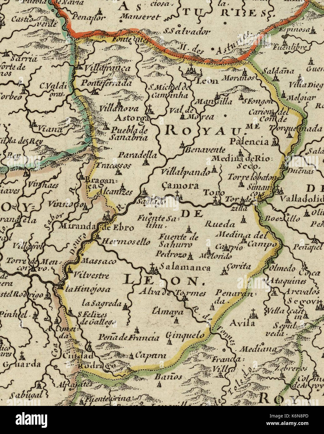 Las mejores Reino de Leon mapa 1665 Stockfoto