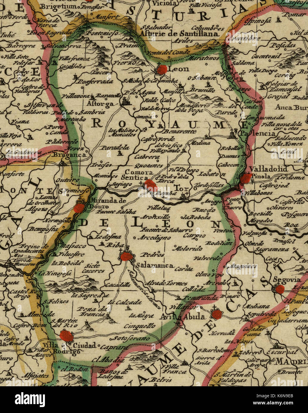 Las mejores Reino de Leon mapa 1705 Stockfoto