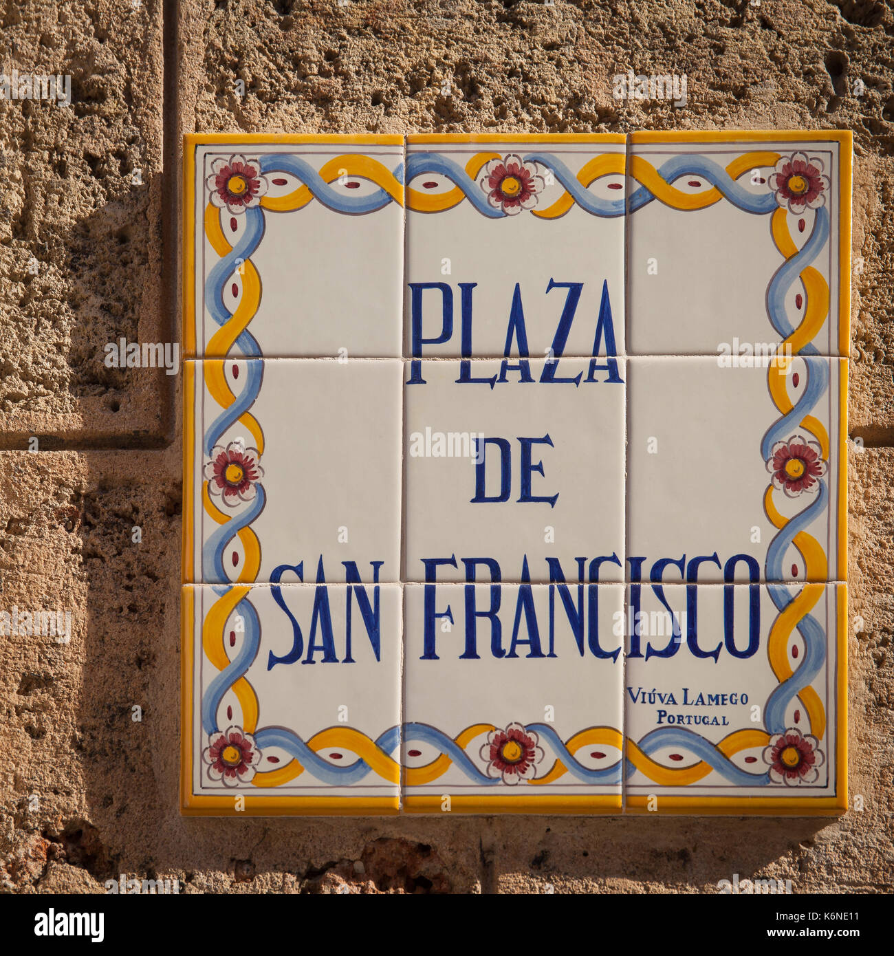 Straßenschild von San Francisco Square in Havanna, Kuba Stockfoto