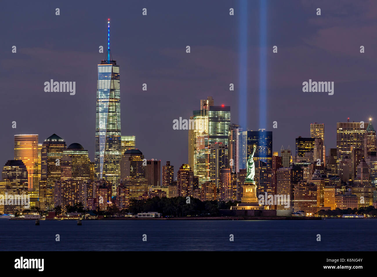 World Trade Center (WTC) Tribute in Light Memorial - die New York City (NYC) Tribute in Light Memorial während der 15. Jahrestag der Terror attac Stockfoto