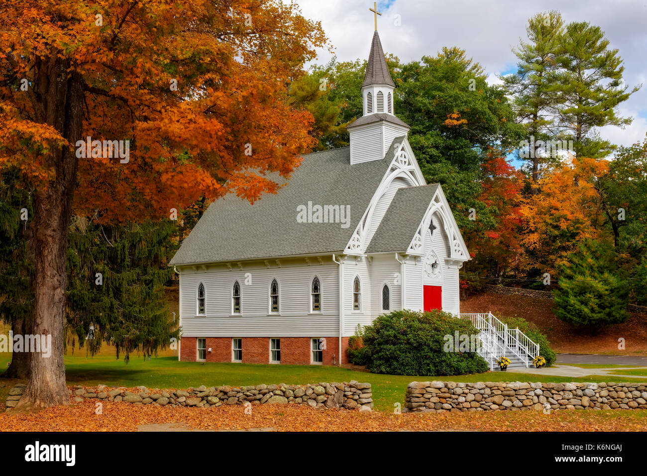 Die hl. Birgitta Cornwall CT - Es steht heute wie vor mehr als hundert Jahren nach den harten Winter Stürme, die im CT-gemein sind Stockfoto