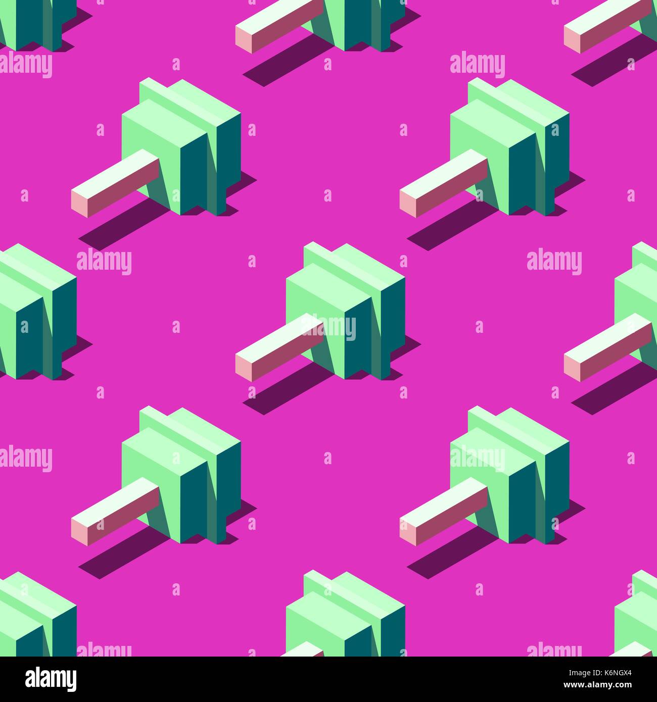 Nahtlose Muster der kubischen Lutscher auf Leicht violette Hintergrund. Retro Design Konzept, Freistellungsmaske verwendet. Stock Vektor