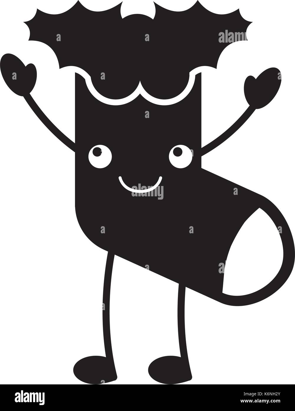 Kawaii weihnachten Socke Geschenk dekoration design Stock Vektor