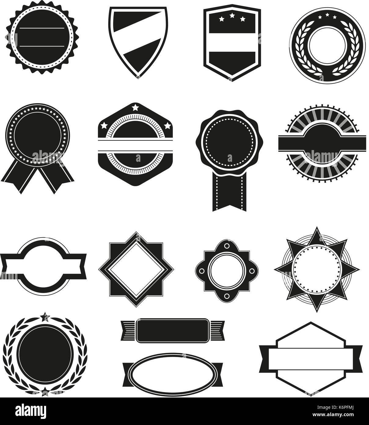 Große Vektor schwarze Silhouette Frames oder Formen für logo Abzeichen ...