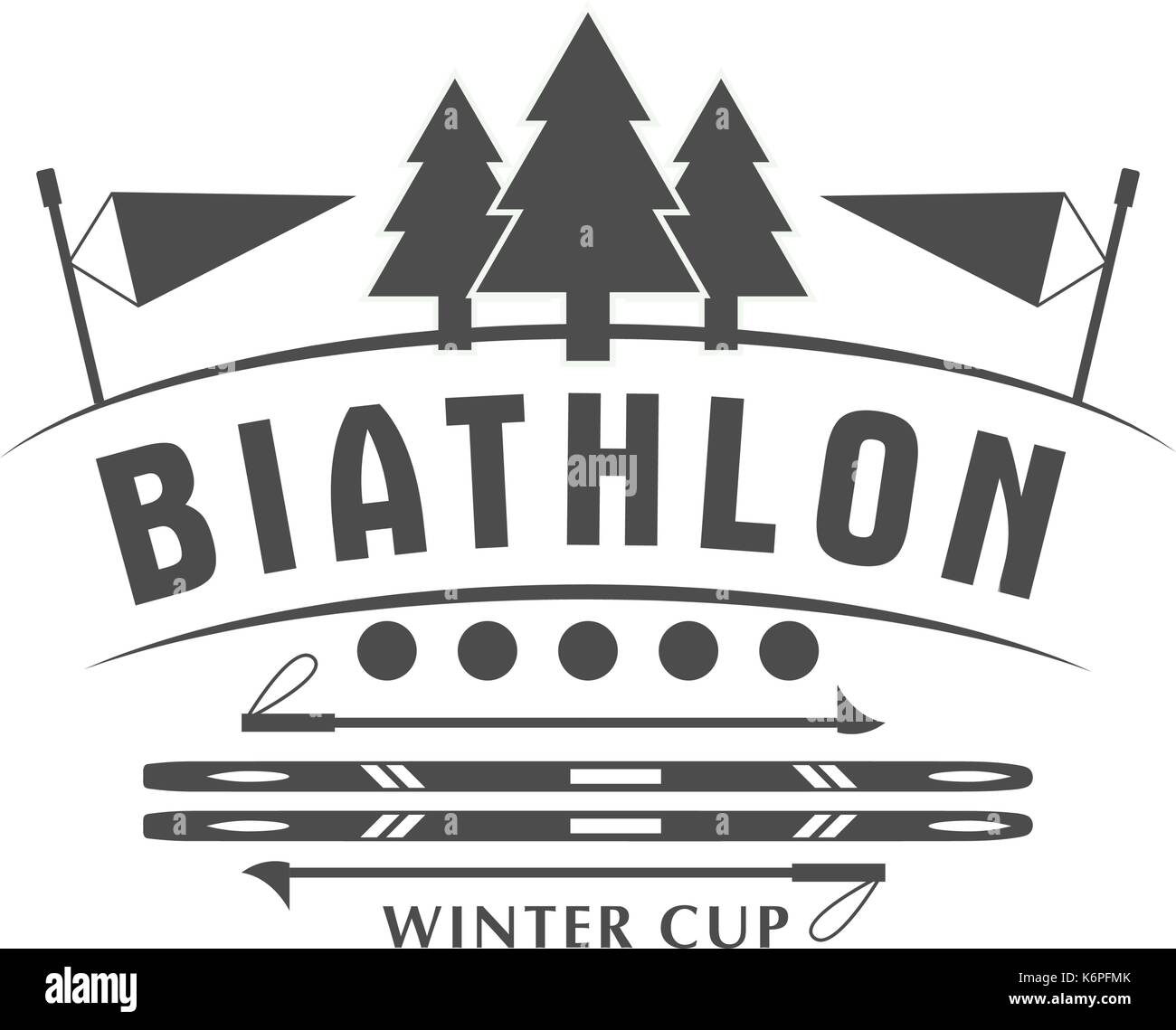 Biathlon logo Badge. Vector Illustration. Winter Sport isolierte Emblem für Design. Stock Vektor