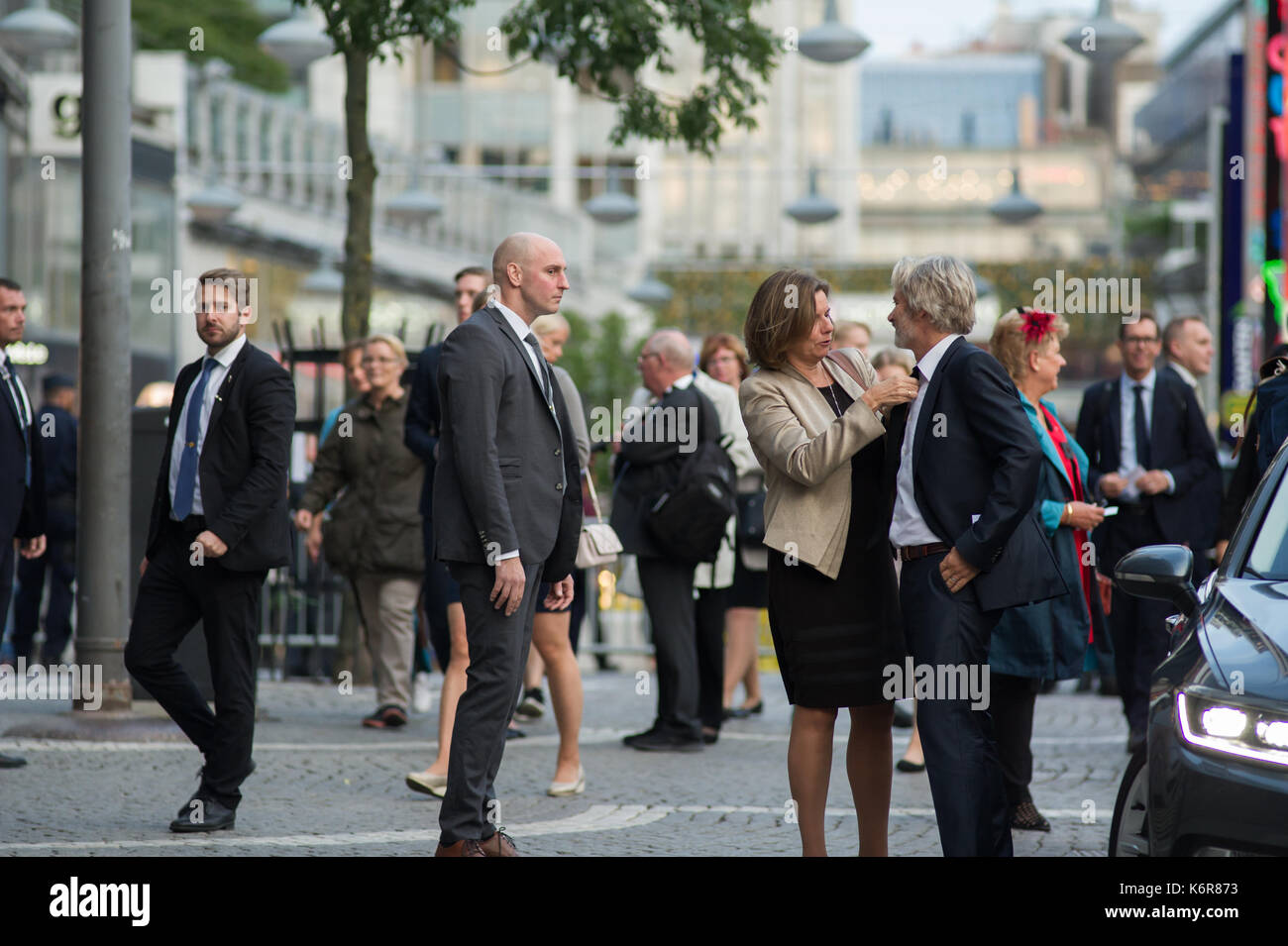 Stockholm, Schweden, 12. September 2017. Bei der Eröffnung des Reichstags. Tonights Konzert in Stockholm Concert Hall, aufgrund der Eröffnung des Reichstags. Ministerin für internationale Entwicklungszusammenarbeit und Klima und Stellvertretender Premierminister, Isabella lovin (s): Credit: barbro bergfeldt/alamy leben Nachrichten Stockfoto