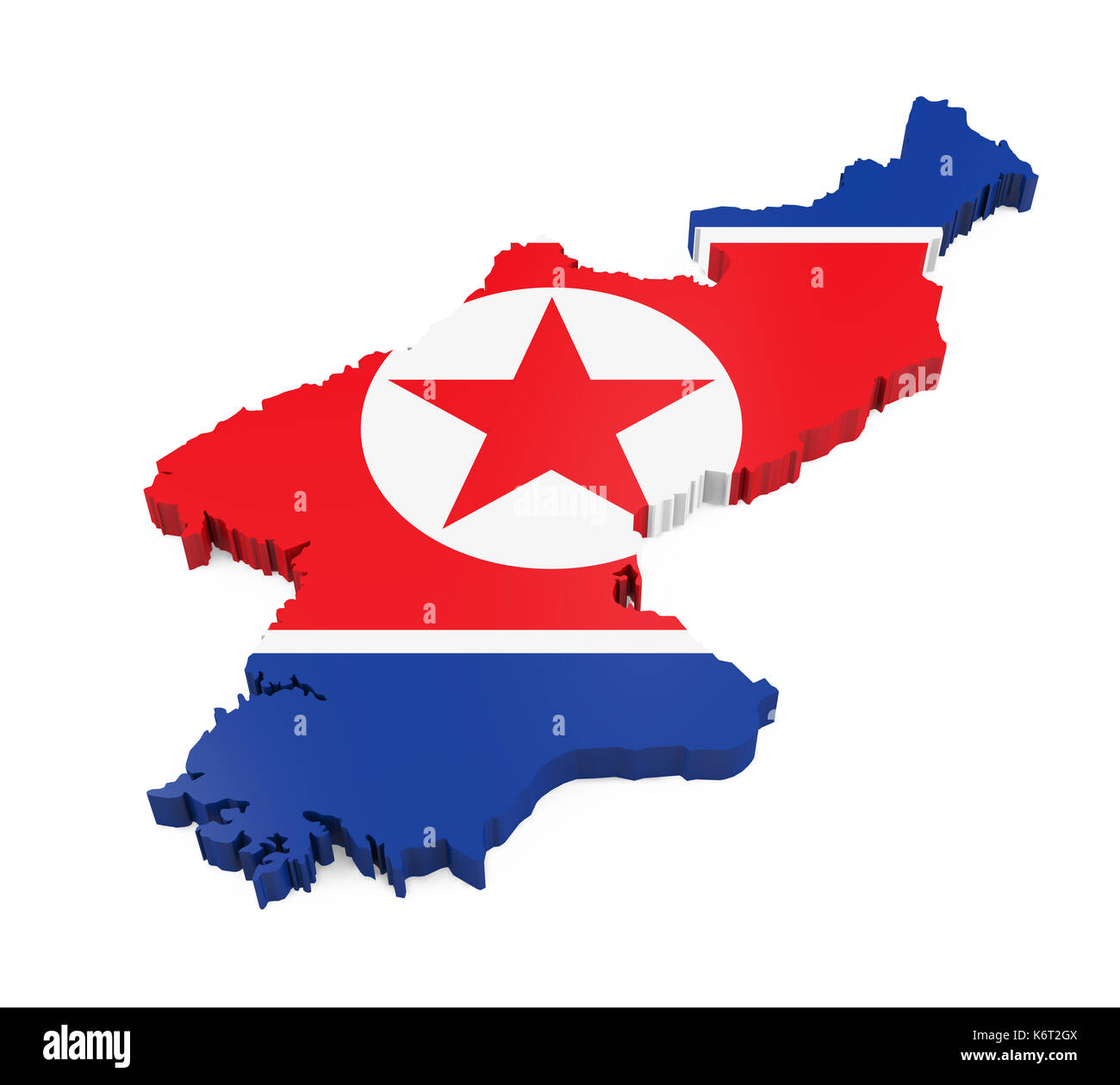 Nordkorea Karte Flagge isoliert Stockfoto