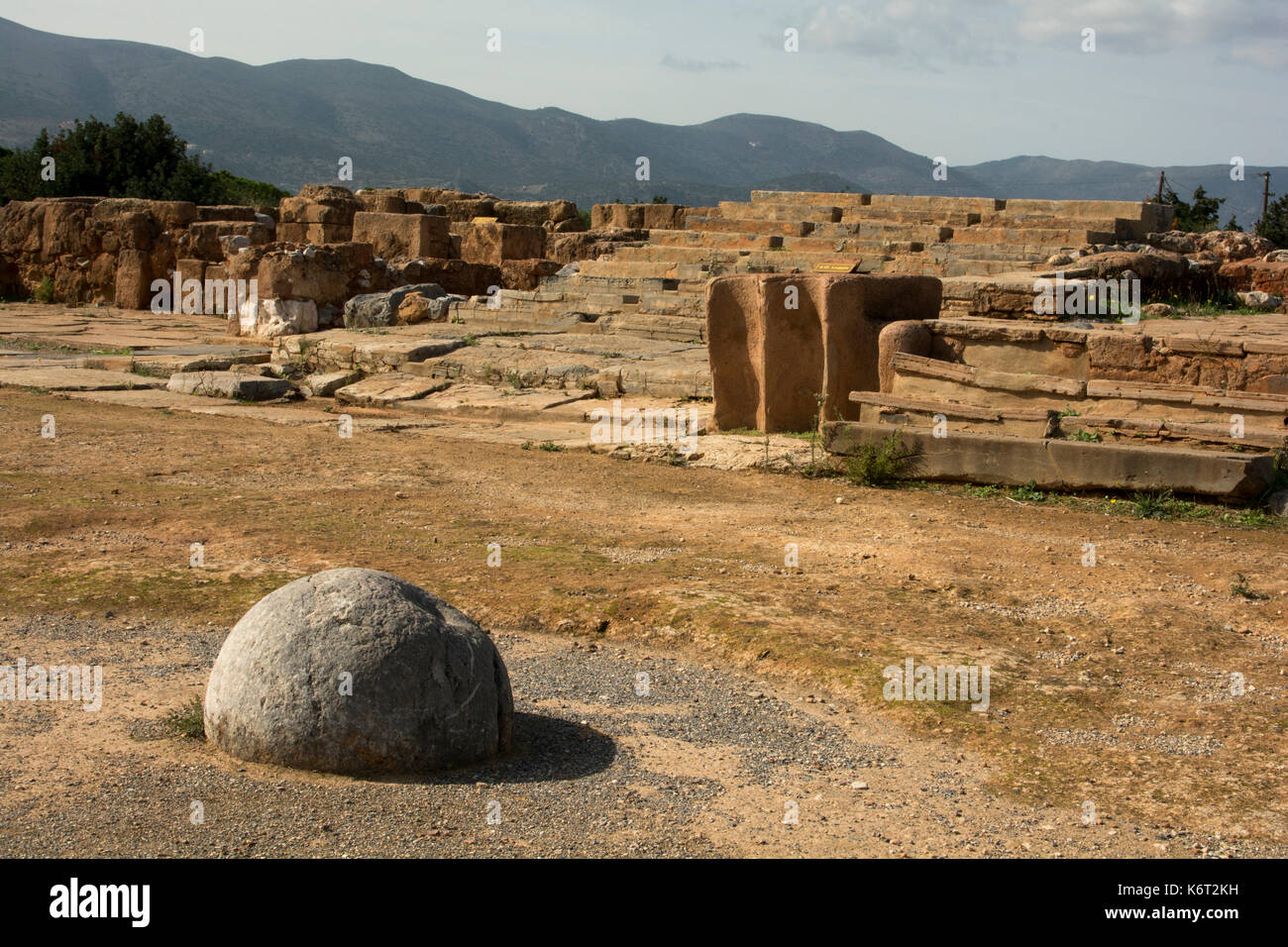 Malia war eine Minoische Palast und Stadt auf die Küstenebene im Norden von Kreta mit Siedlungen, die um 1900 v. Chr. und für die Dauer von etwa 300 Jahren. Stockfoto