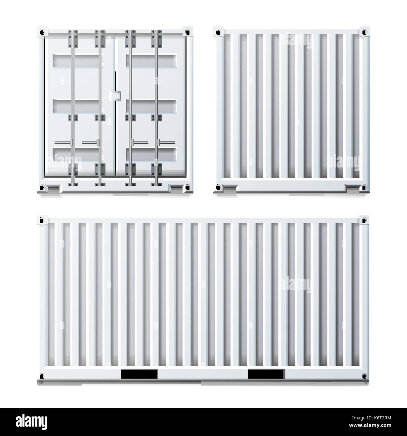 White Cargo Container Vector. Classic Cargo Container. Fracht Konzept. Logistik. Auf weissem Hintergrund Abbildung isoliert Stock Vektor