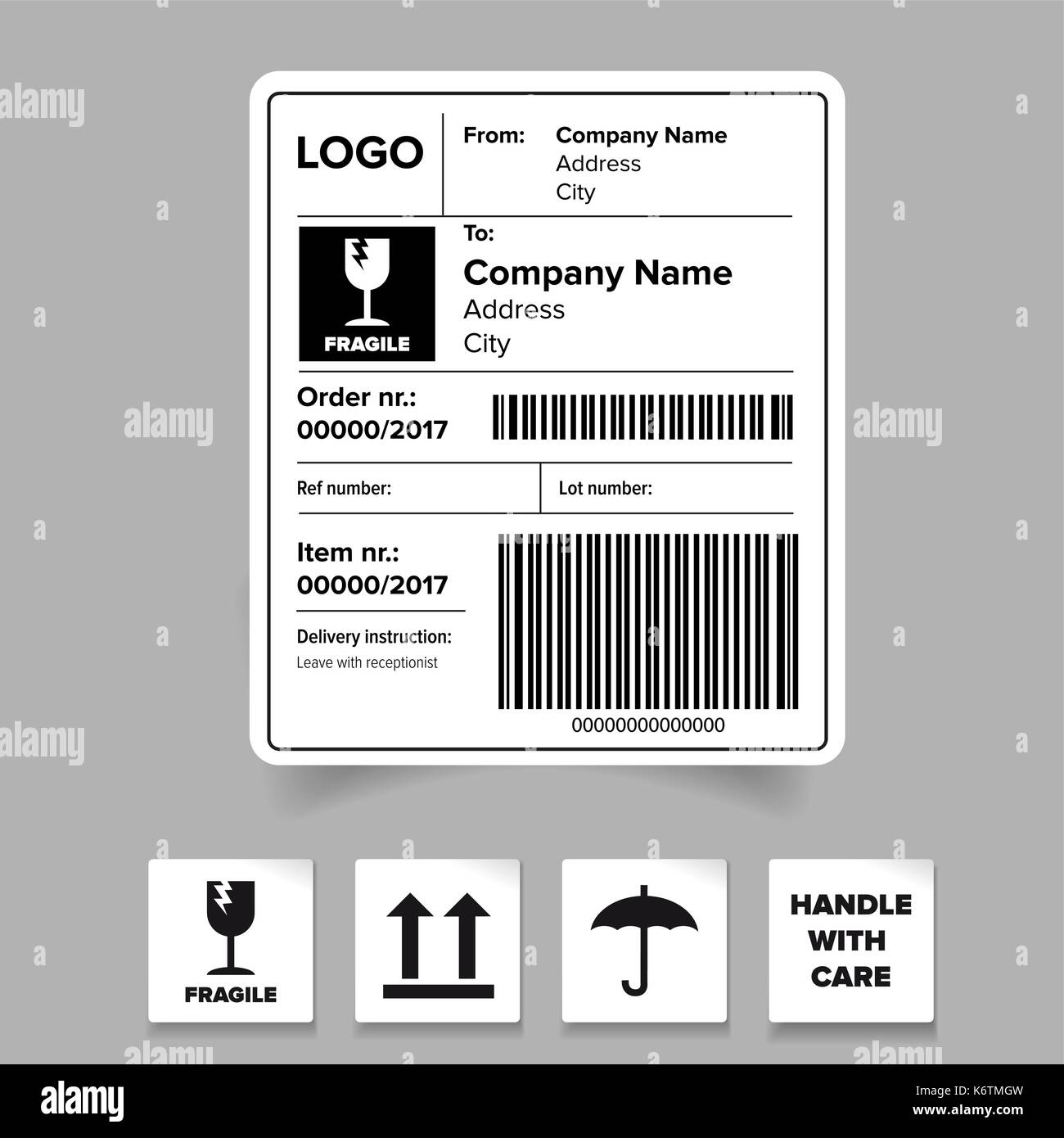 Shipping Label Barcodevorlage Stock Vektor