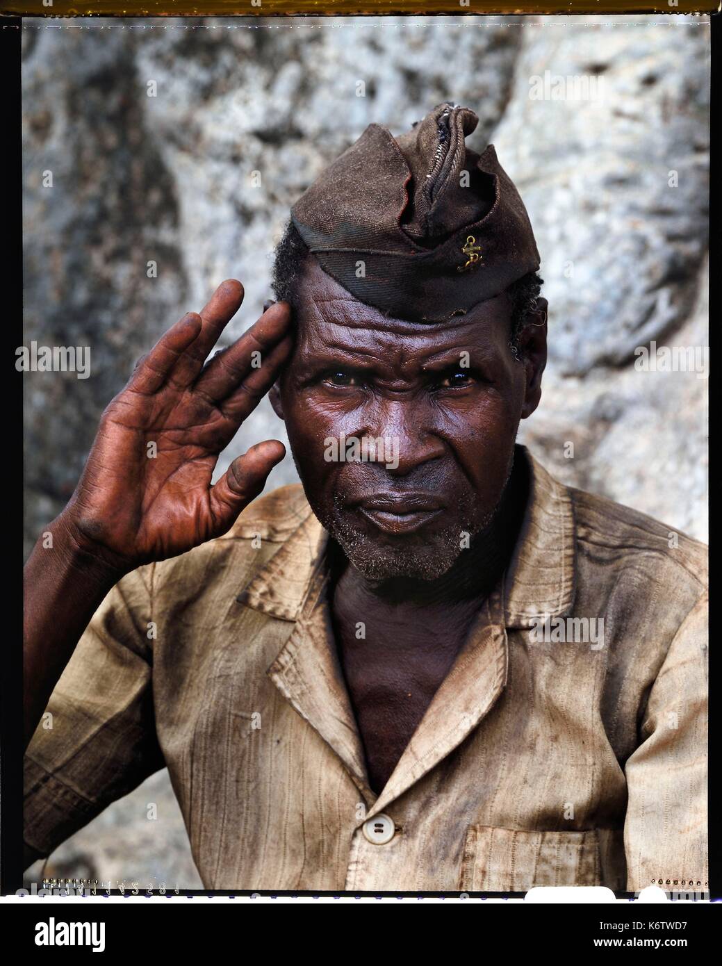 Burkina Faso, Poni Provinz, Lobi Land, LoropŽni, Veteran der französischen Armee Stockfoto