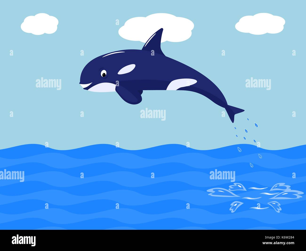Vektor lustig cartoon Wal springt aus dem Wasser Stock Vektor