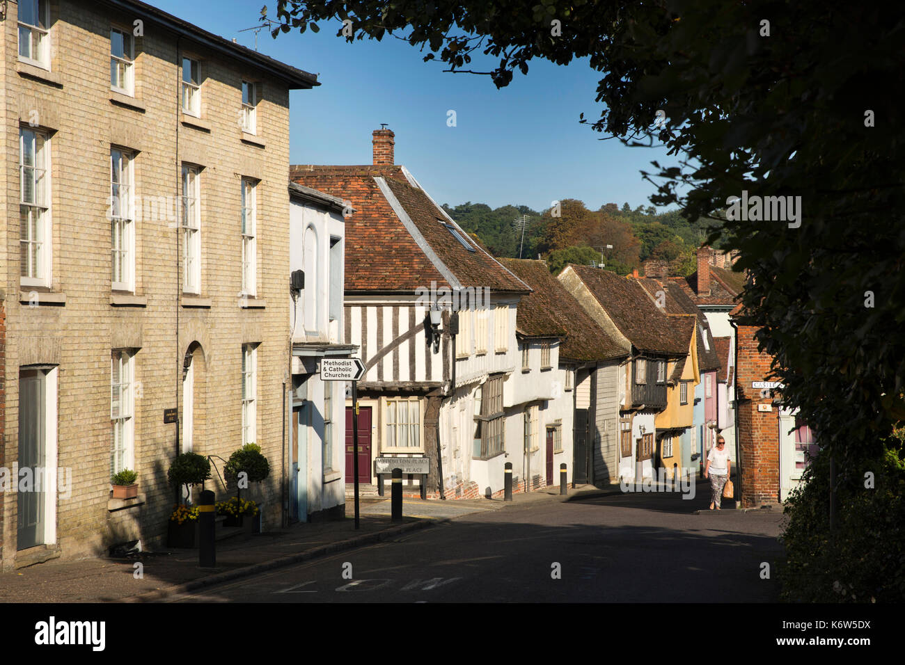 Großbritannien, England, Essex, Saffron Walden, Bridge Street, historische Häuser an der Kreuzung mit myddleton Ort Stockfoto