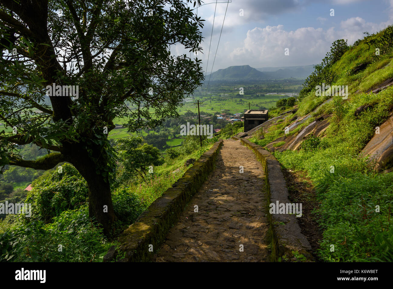 Schritte an den Bhaja Höhlen, Maharashtra, Indien Stockfoto