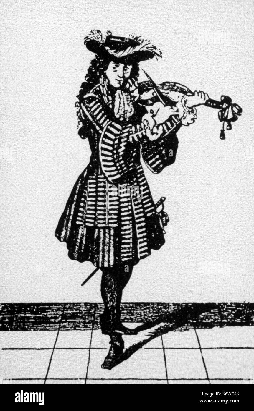 Violine player - eines der 24' Violons du Roi", unter der Herrschaft von Ludwig XIV. von Frankreich. Stockfoto