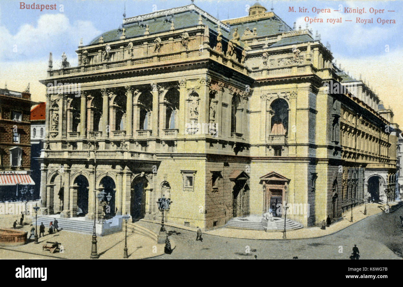 BUDAPEST - ROYAL OPERA HOUSE - Anfang des 20. Jahrhunderts außen Stockfoto