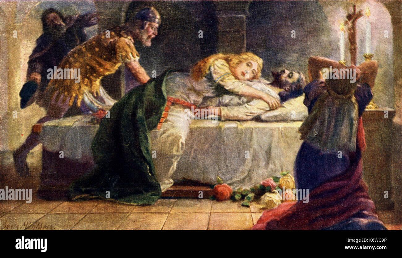WAGNER - Tristan & Isolde Malerei der Legende von Tristan & Isolde von Georg Mühlberg vom 5. Februar 1863 - der 1. Januar 1925 Stockfoto