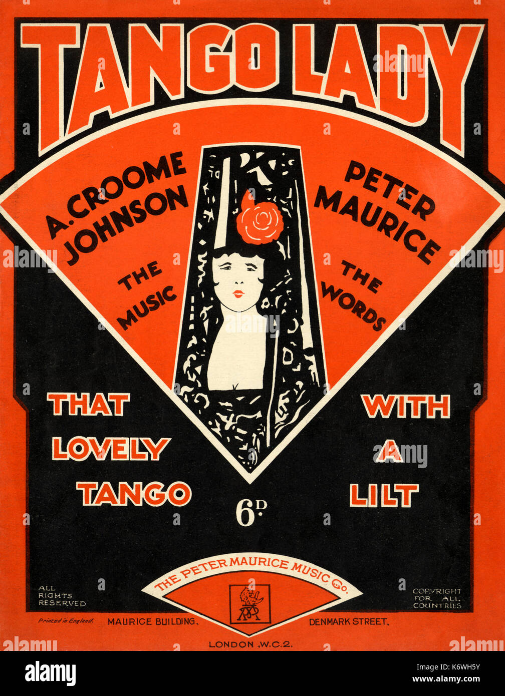 Score Cover von 'Tango Lady" von A. Croome Johnson. Wörter: s. Maurice. London, Peter Maurice Music Co., 1931. Stockfoto