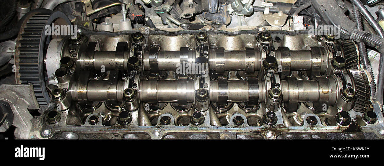 Motor offen, Nockenwelle Verteilung 2. Stockfoto