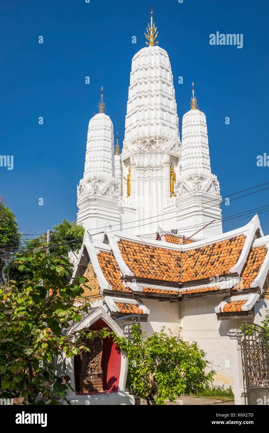 Thailand, Phetchaburi Provinz Phetchaburi, 14. Jahrhundert Wat Mahathat Worawihan Tempel, Thai und Khmer Architektur Stockfoto