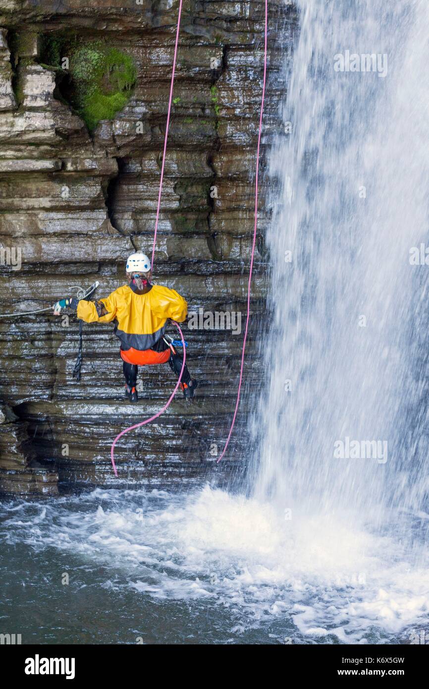 Kanada, Quebec, Quebec, Mont-Sainte-Anne, Jean-Larose fällt, Canyoning Stockfoto