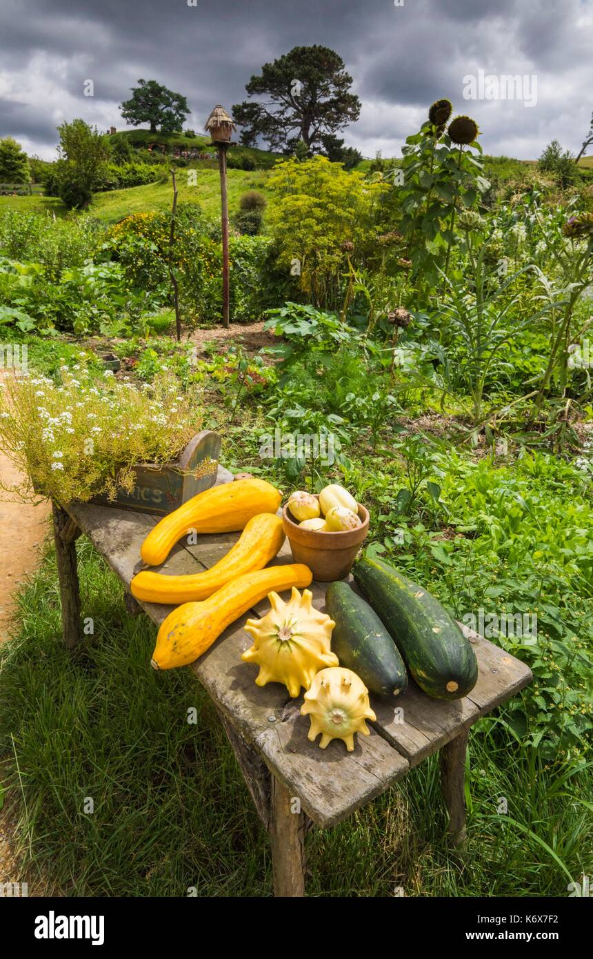 Neuseeland, Nordinsel, Matamata, Hobbingen Film-Set, Hobbit-Garten Stockfoto