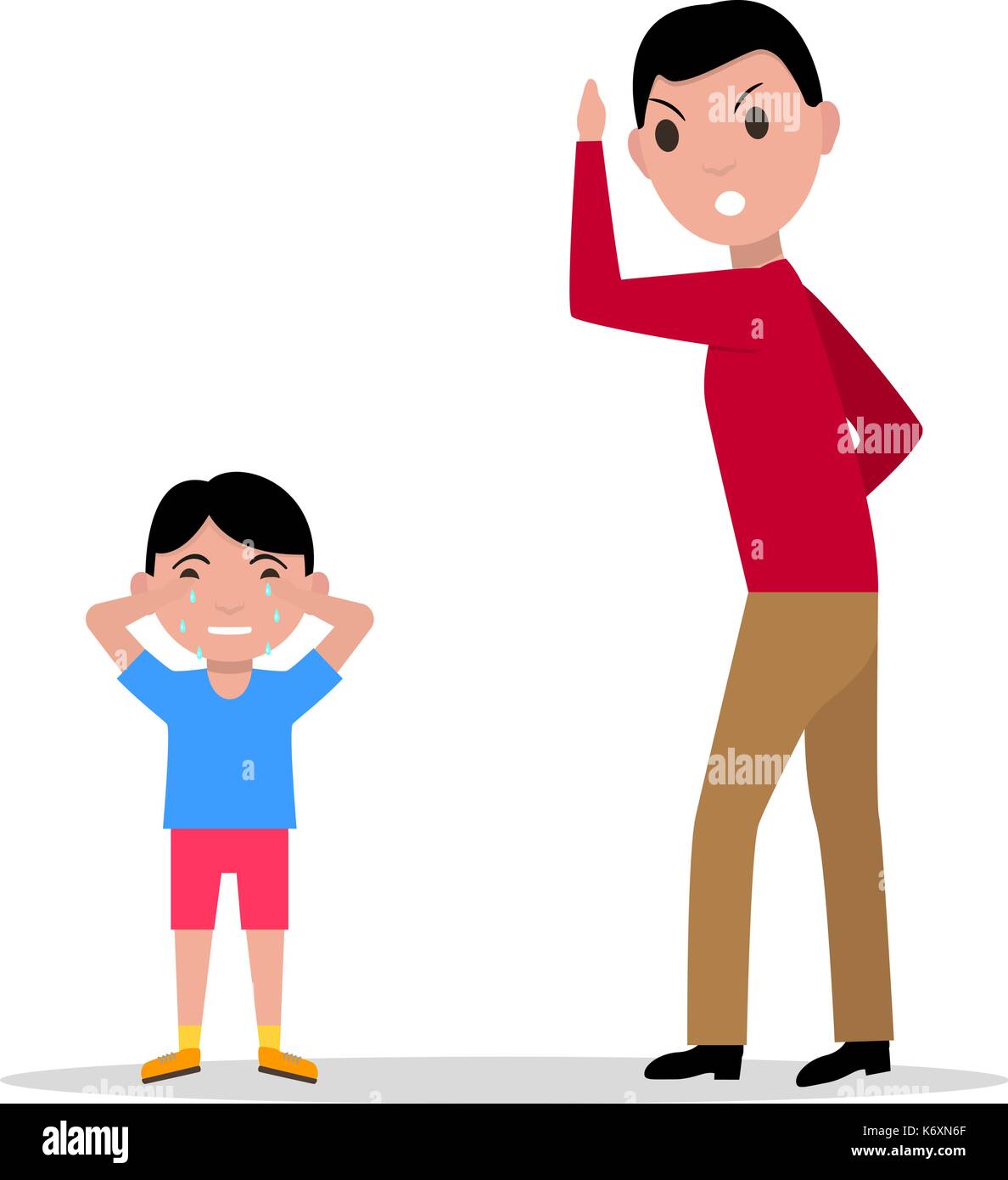 Vektor cartoon wütende Vater ihr Kind schimpfen Stock Vektor