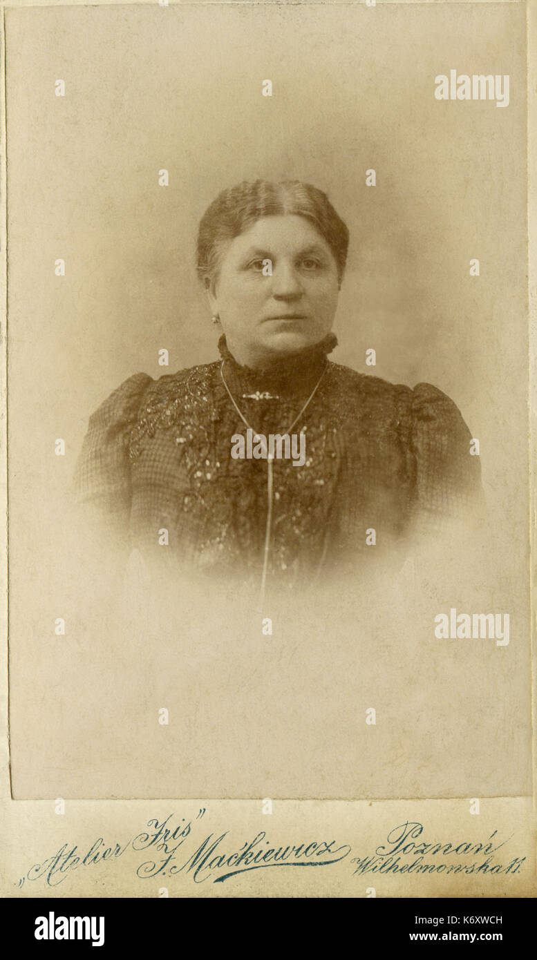 Ein historisches Porträt von Franciszka z Modrzejewskich Wincentowa Łukaszewska, einer einflussreichen Figur der polnischen Geschichte. Das Bild unterstreicht ihre Rolle bei der kulturellen oder politischen Entwicklung in Polen. Stockfoto