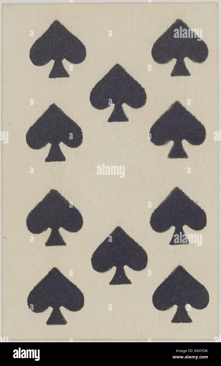 Französisch Portrait Karten Deck 1816 Pik 10 Stockfoto