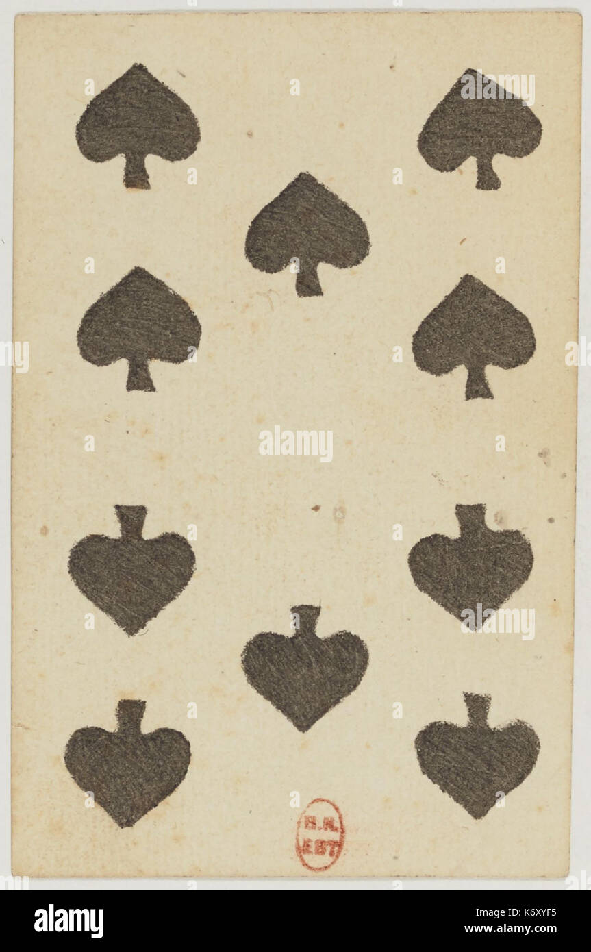 Französisch Portrait Karten Deck 1827 Pik 10 Stockfoto