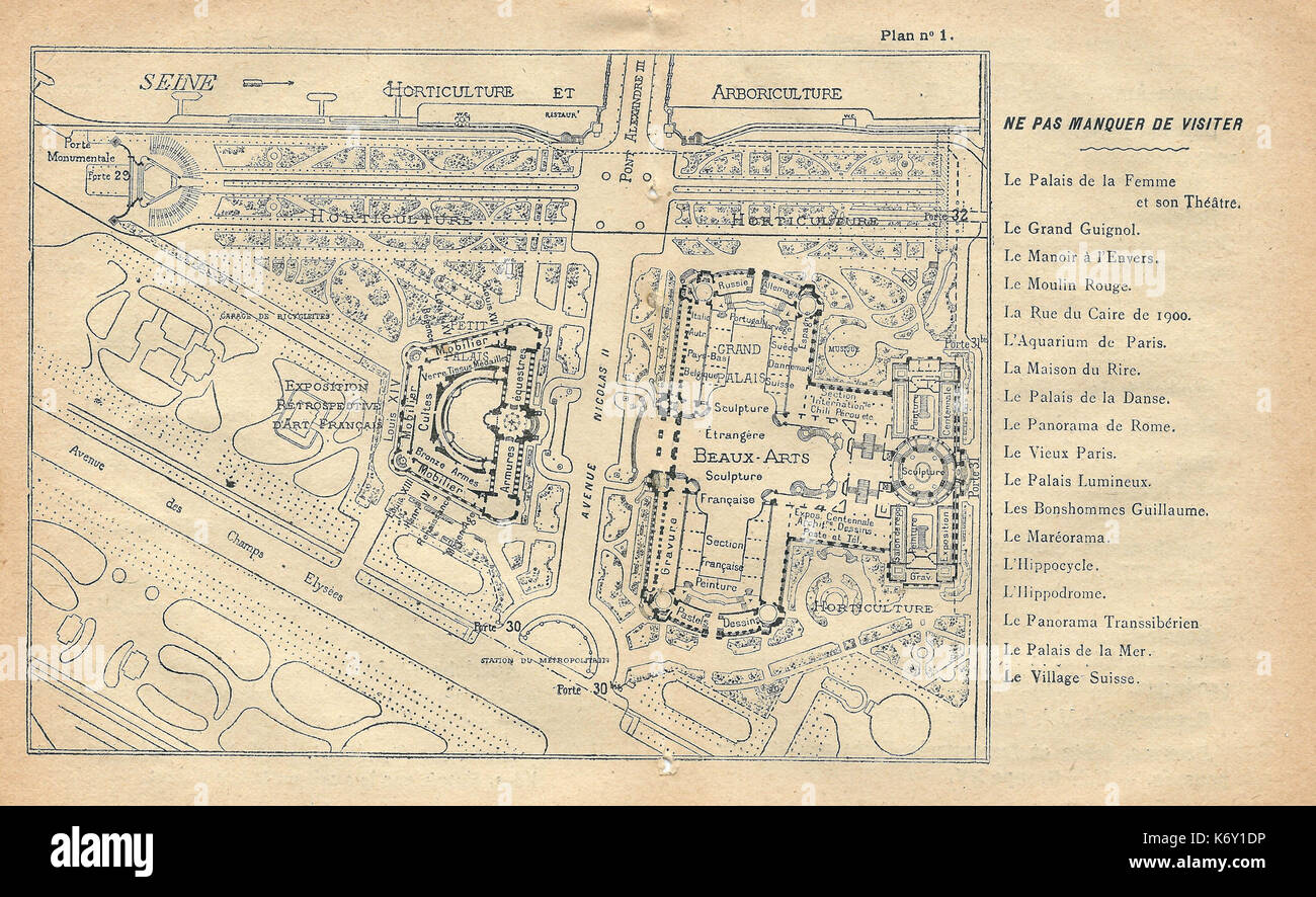 Expo 1900 plan Abteilung 1 Stockfoto