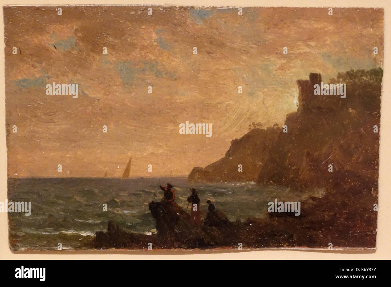 Die Zahlen entlang der Küste von Italien von Albert Bierstadt, C. 1859, Öl auf Pappe New Britain Museum der amerikanischen kunst DSC 09296 Stockfoto
