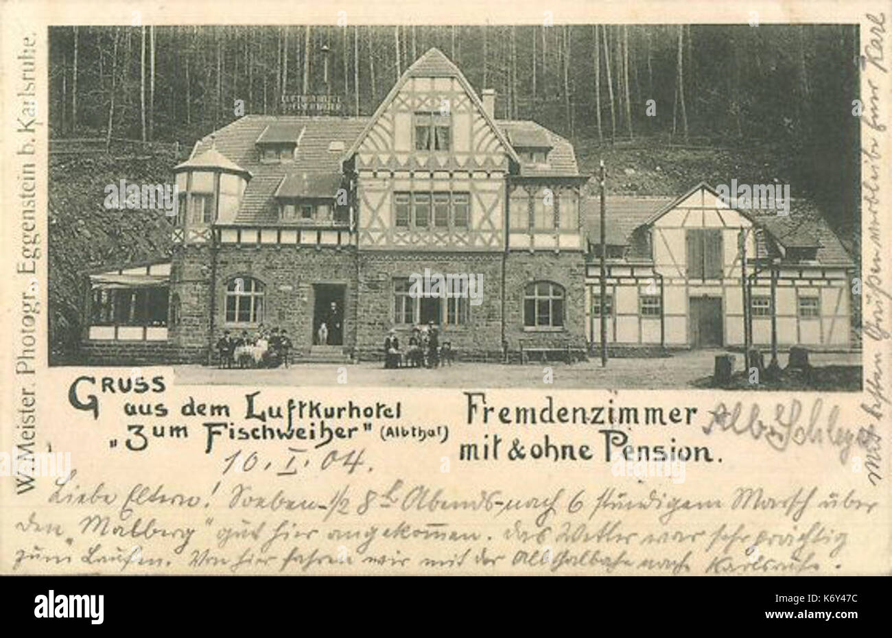 Luftkurhotel zum Fischweiher Albtal 1904 Stockfoto