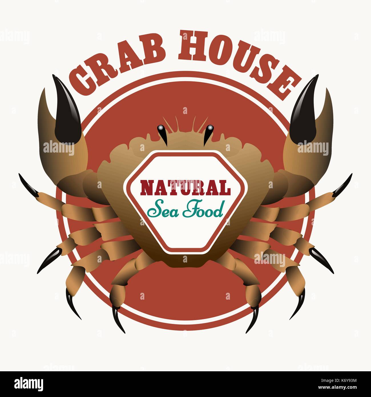 Sea Food Poster mit Krabben auf weißen Hintergrund. Vector Illustration Stock Vektor