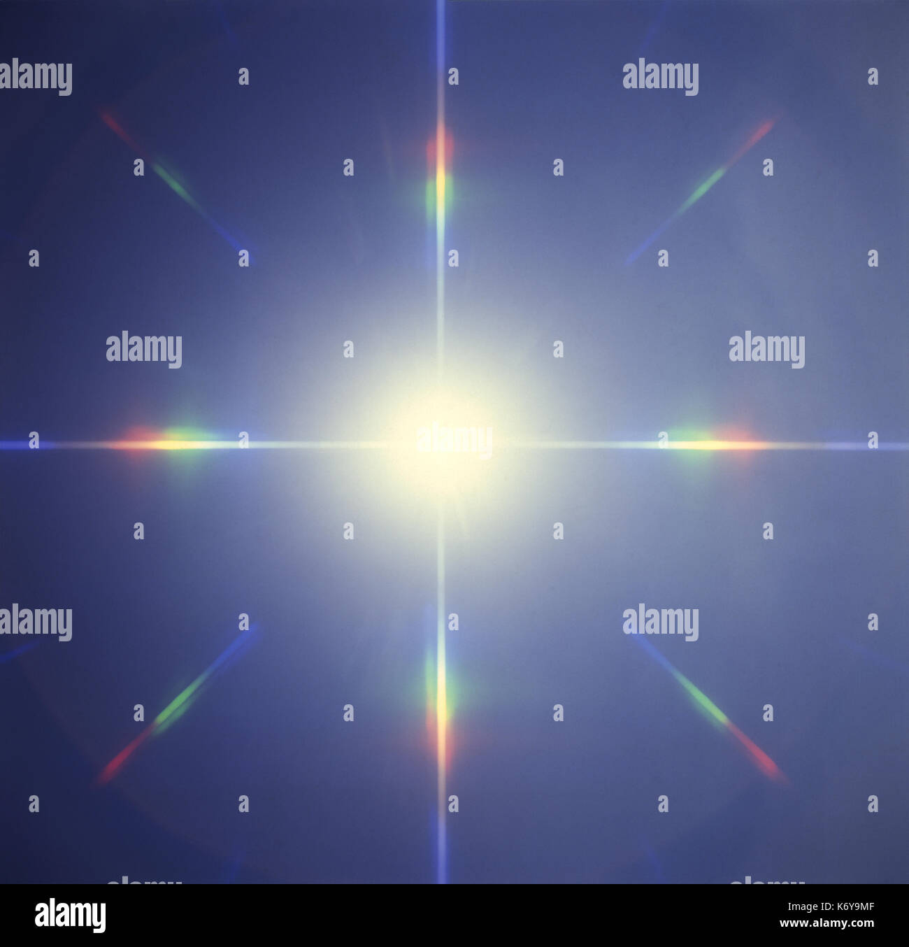 Star Muster mit Beugung Regenbogenfarben Farben Stockfoto