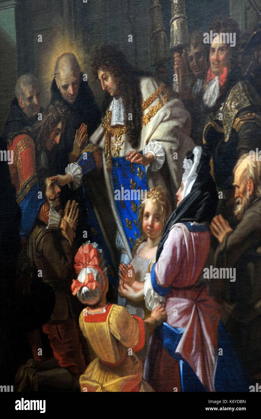Frankreich, Somme, Saint Riquier, Abtei Kirche vom 13. Jahrhundert, Gemälde von Jean Jouvenet 1690, Louis XVI Heilung scrofulous durch die Fürsprache des Heiligen Marcoul Stockfoto