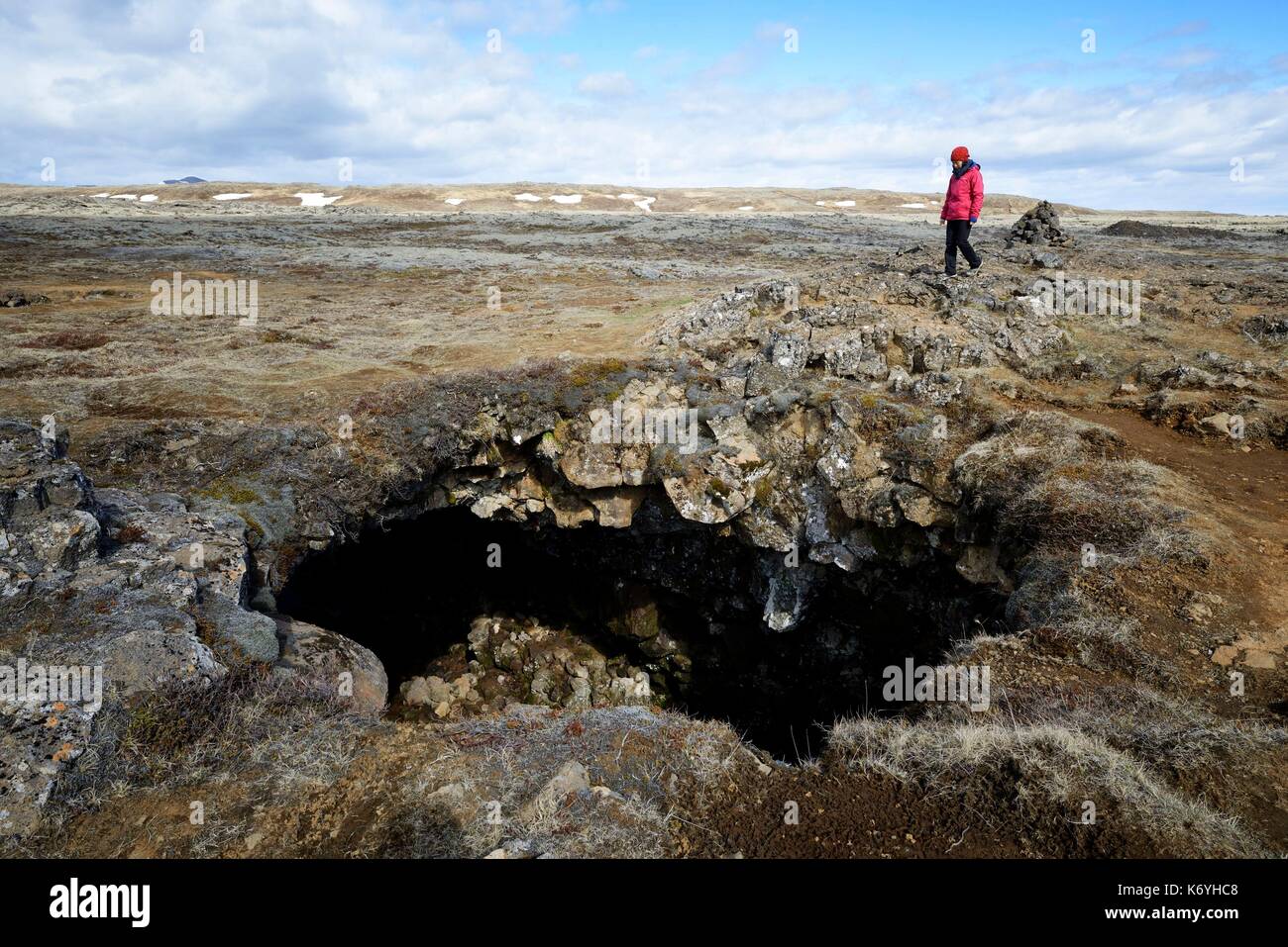 Island, Reykjanes Halbinsel, Lava-höhle Stockfoto