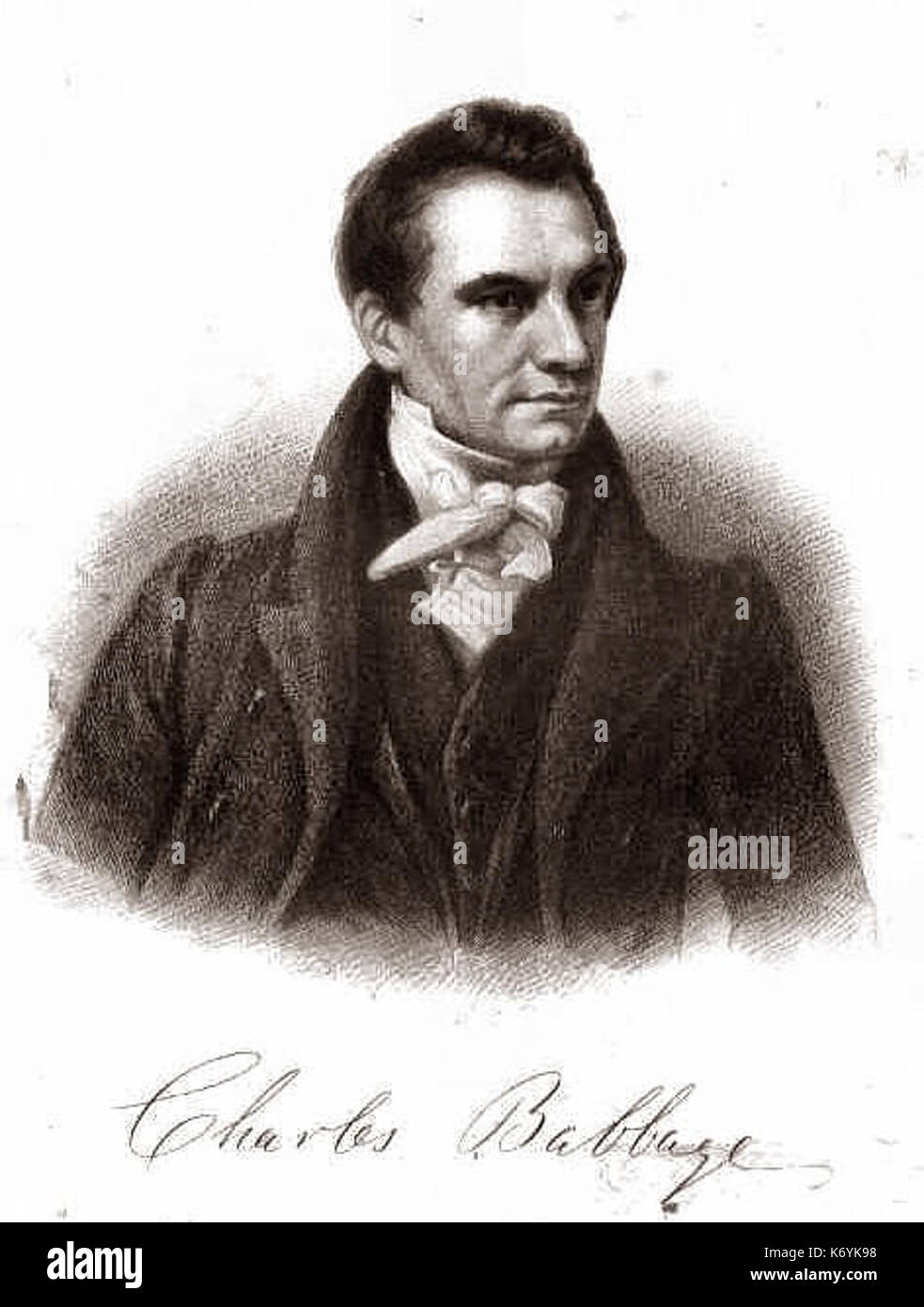 Engaving von Charles Babbage von der Mechanik Magazin Stockfoto