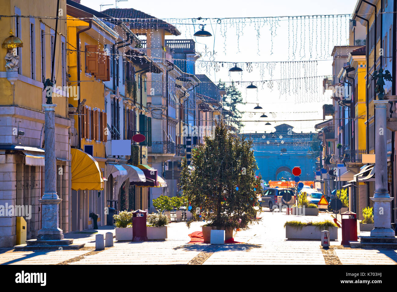 Stadt Palmanova bunte street view, Region Friaul-Julisch Venetien in Italien Stockfoto