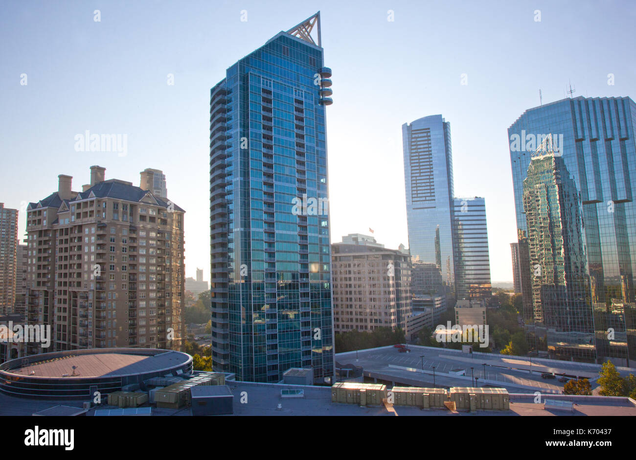 Blick auf die Innenstadt oder Midtown Atlanta, Georgia am 5. Oktober 2011 im frühen Licht. Stockfoto