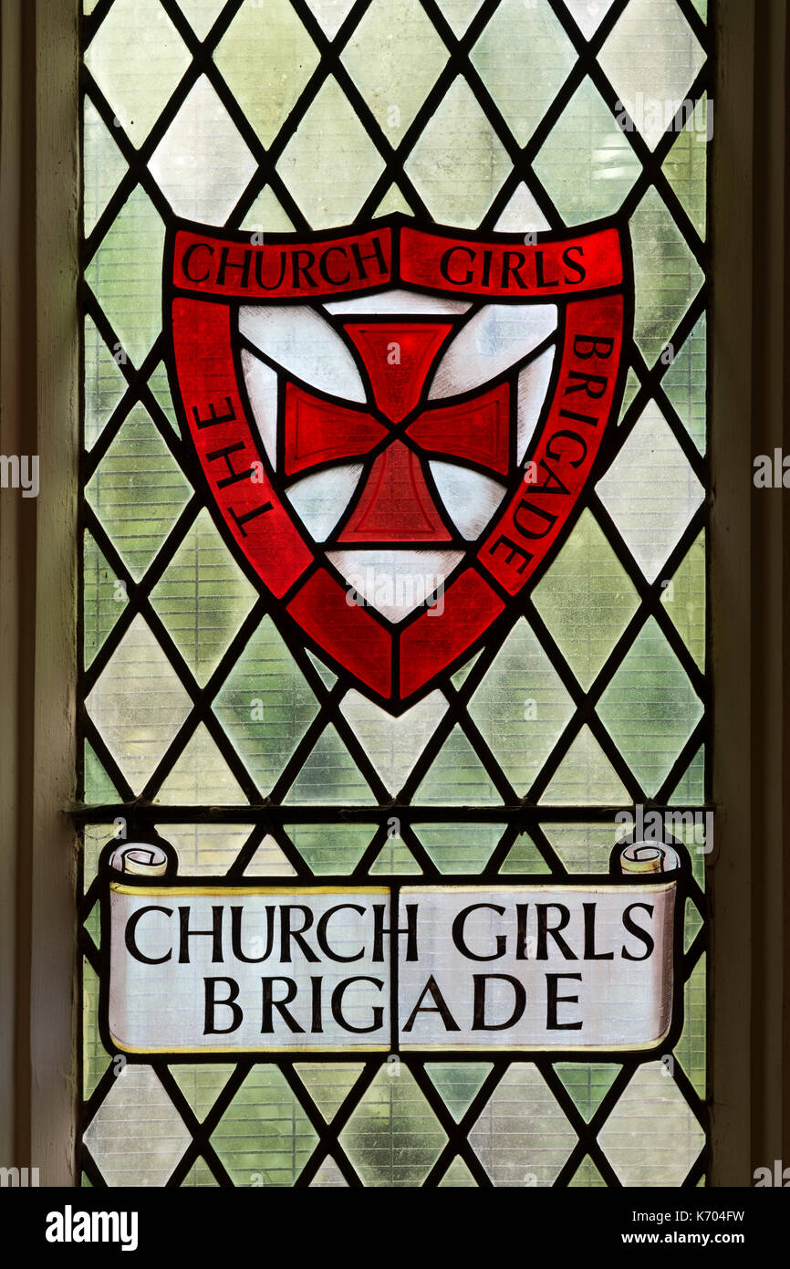 Kirche Mädchen Brigade Glasmalerei, St. Mary's Church, Anstey, Leicestershire, England, Großbritannien Stockfoto